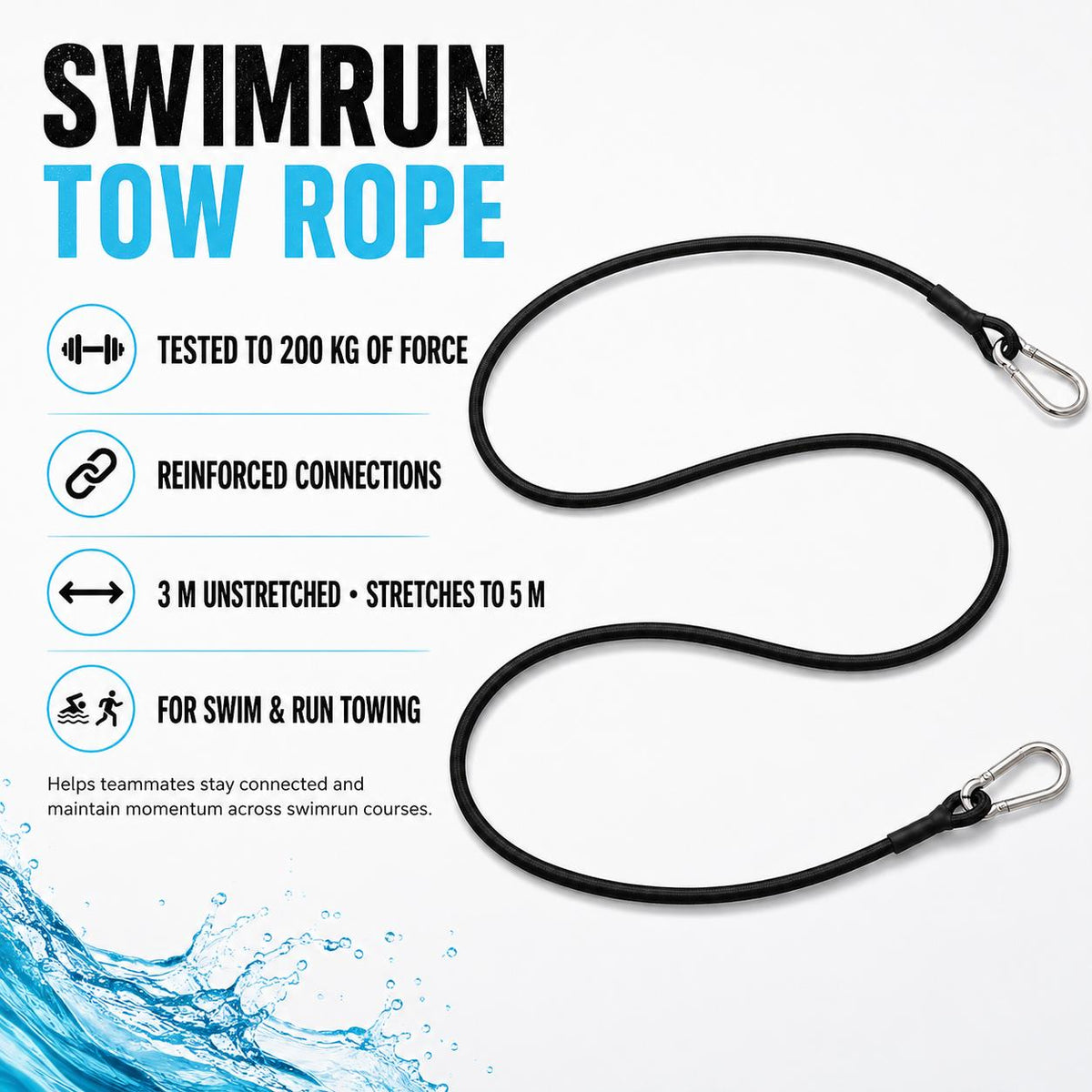 SWIM RUN SHOCK CORD SWIM TOW ROPE