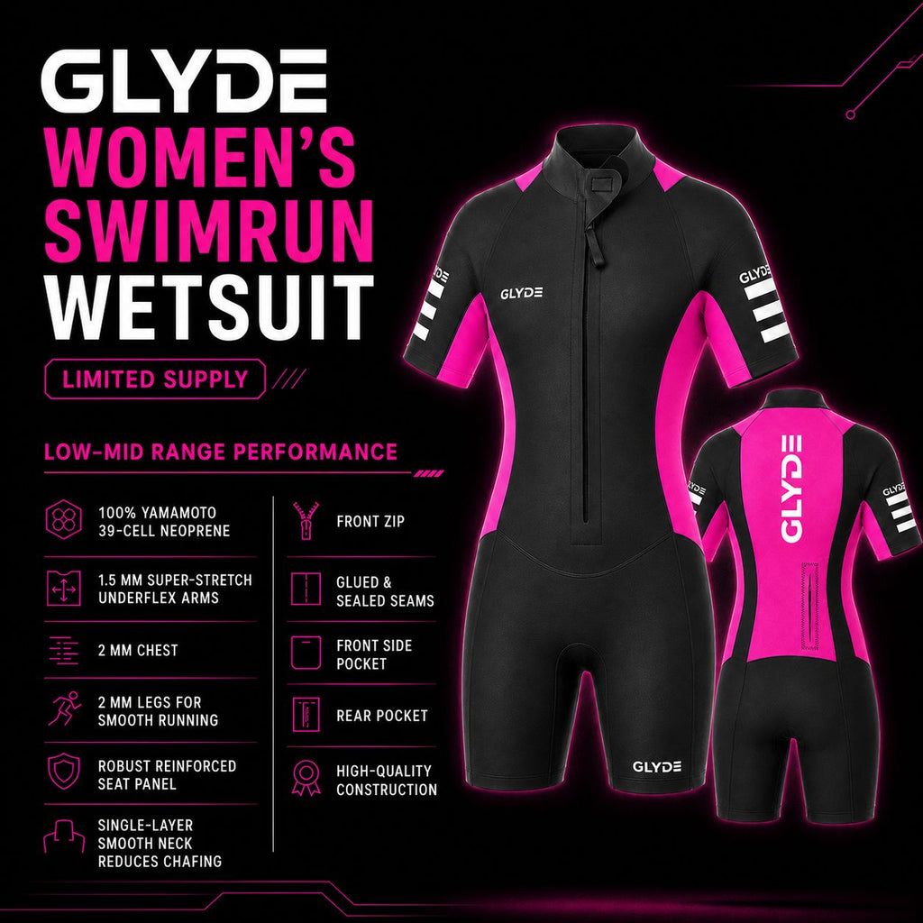 GLYDE WOMENS AMPHIBIAN SWIMRUN WETSUIT PINK & PASTEL TEAL