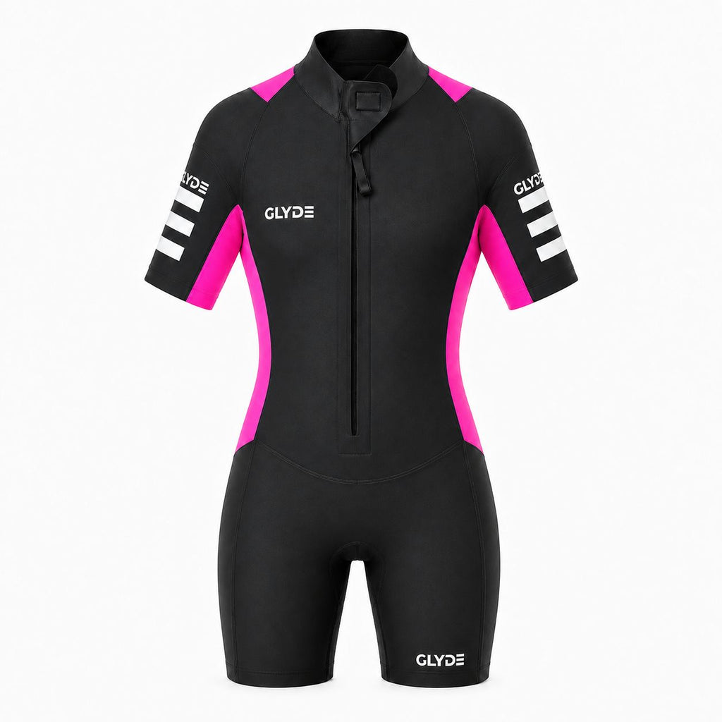 GLYDE WOMENS AMPHIBIAN SWIMRUN WETSUIT PINK & PASTEL TEAL