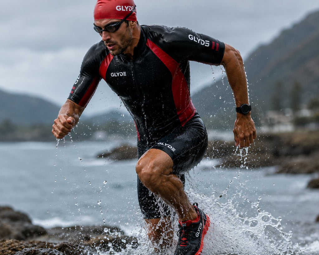 GLYDE MENS AMPHIBIAN SWIMRUN WETSUIT - BLUE OR RED